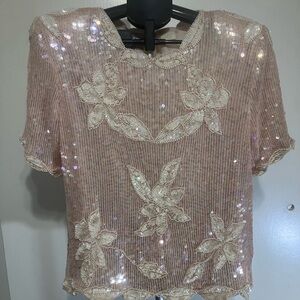 Stenay Pink Sequin Floral Blouse